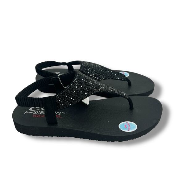 NEW Skechers Meditation Glamour Muse Sandals Size 9 Black Embellished Rhinestone - Picture 2 of 11